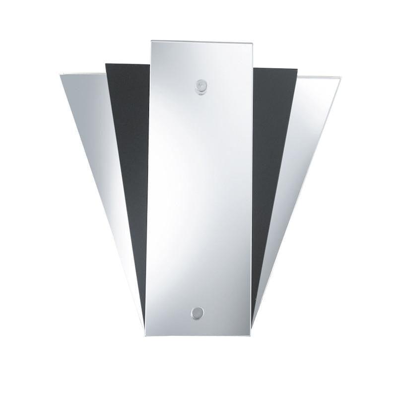 Art Deco Wall Light - Searchlight Mirror And Black Glass Fan Style Wall Light