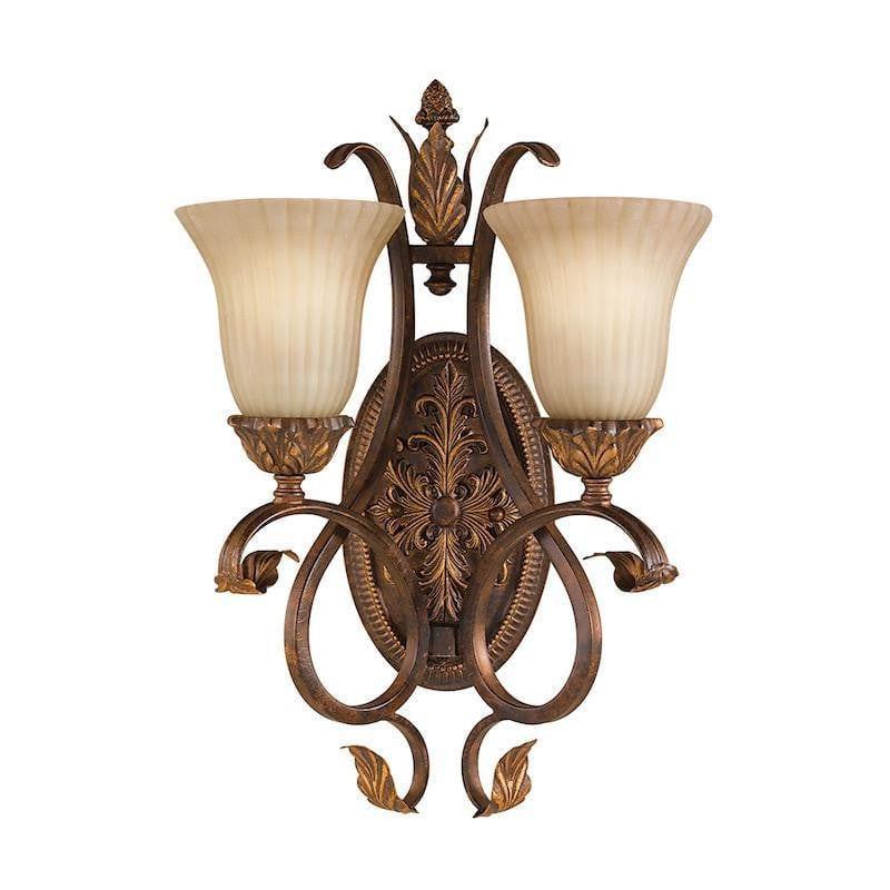 Art Deco Wall Lights - Feiss Sonoma Valley Aged Tortoise Shell Twin Arm Wall Light FE-SONOMAVAL2