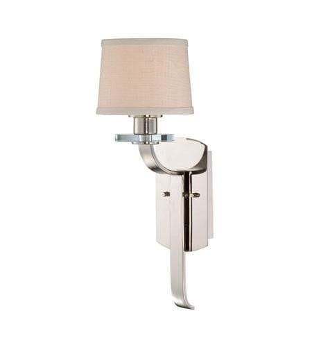 Art Deco Wall Lights - Quoizel Sutton Place Imperial Silver Finish And Cream Milano Fabric Shade Wall Light QZ/SUTTON PL1
