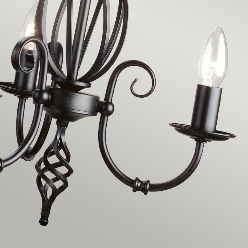 Elstead Lighting Artisan Black 3 Light Chandelier-Elstead Lighting-7-Tiffany Lighting Direct