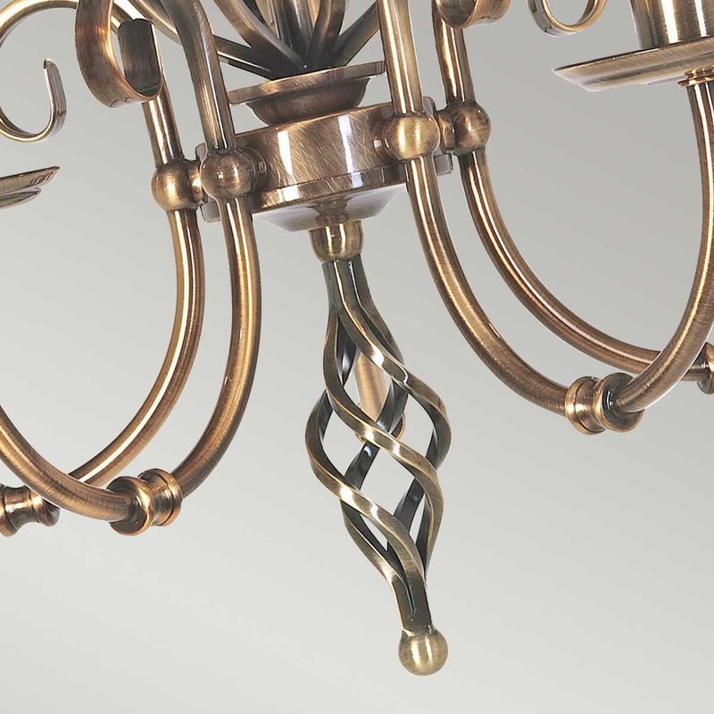Elstead Artisan Aged Brass 5 Light Chandelier-Elstead Lighting-7-Tiffany Lighting Direct