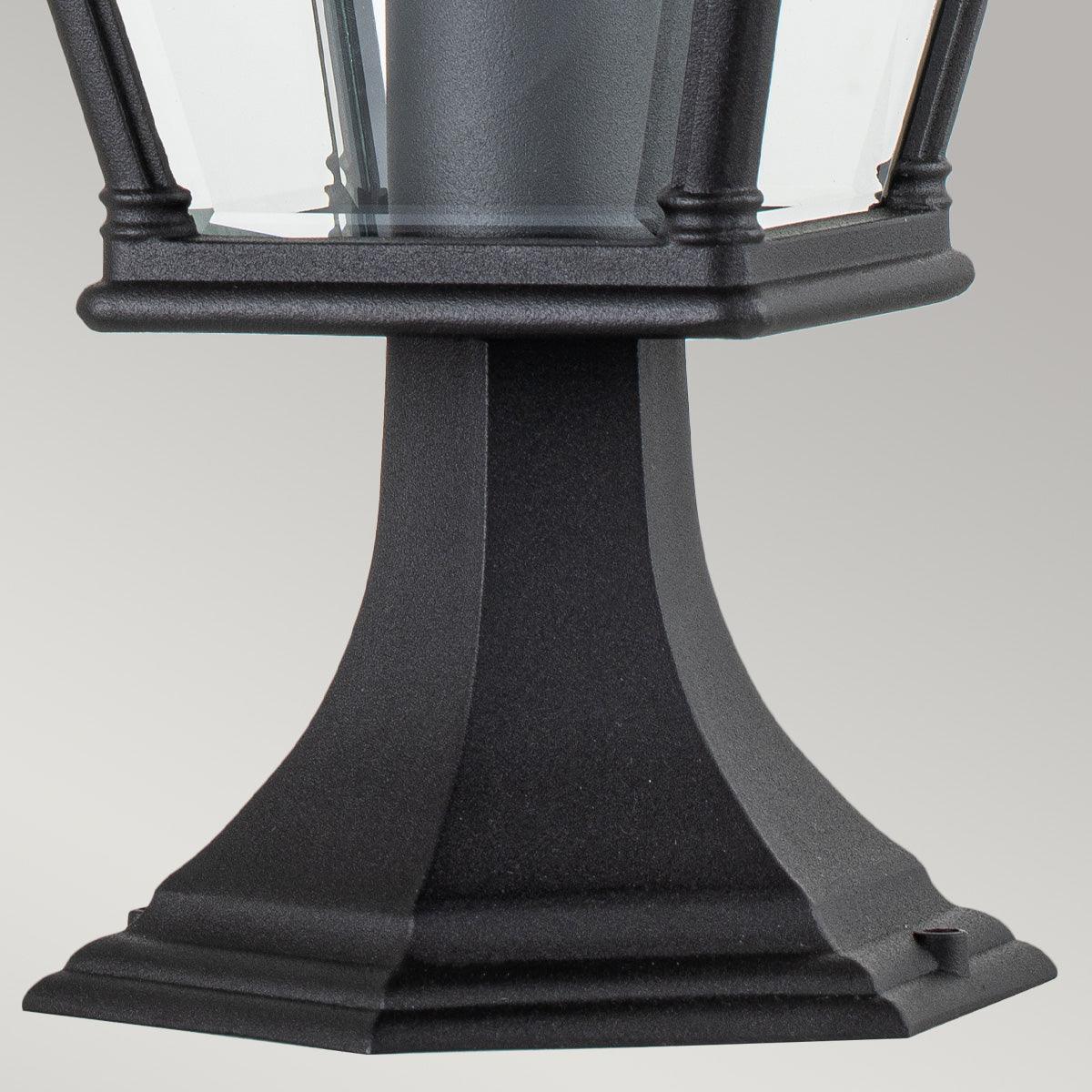 elstead bayview medium black outdoor pedestal lantern Living Room Close Up