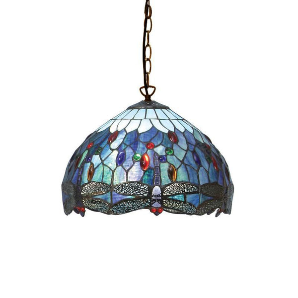 Blue Dragonfly Small Tiffany Ceiling Light by Interiors 1900