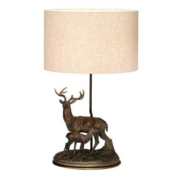 Amelia 1 Light Bronze Table Lamp With Natural Oval Shade  Elstead Lighting 1