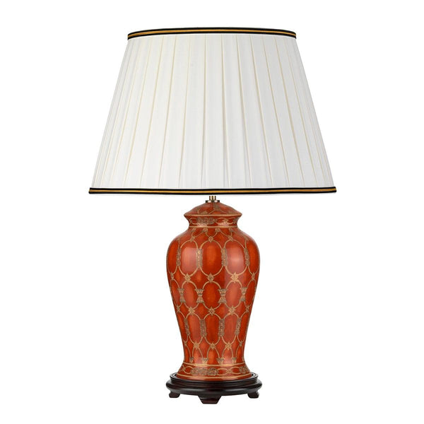 Datai 1 Light Terracotta & Gold Table Lamp Designers Light Box  Elstead Lighting 1