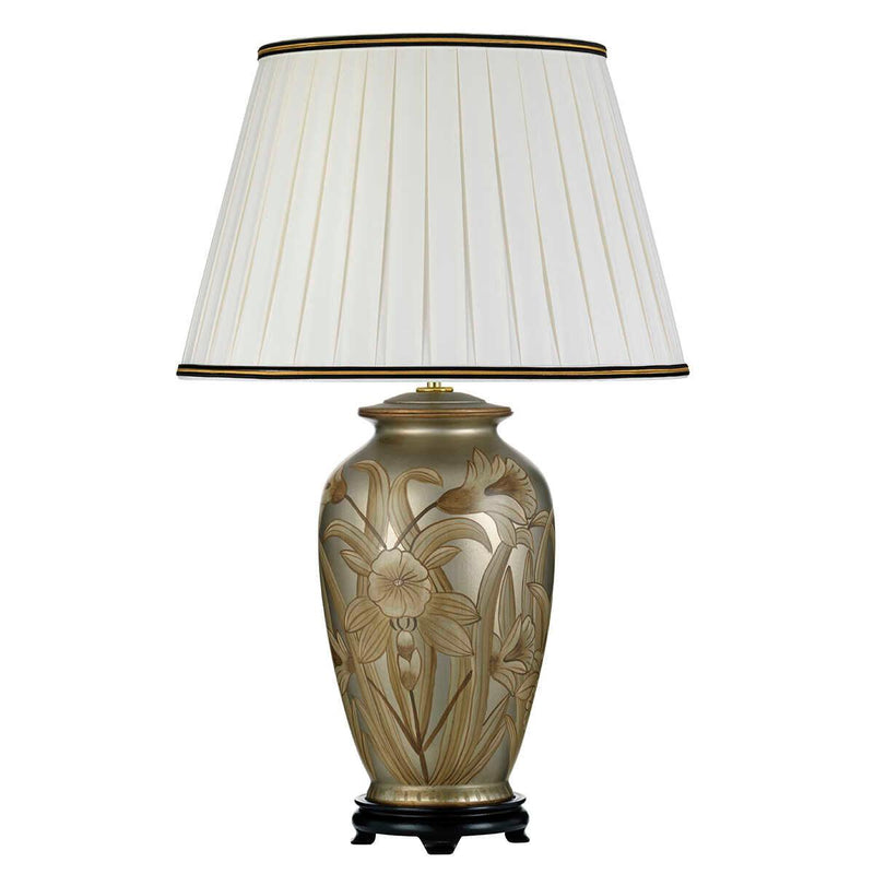 Dian 1 Light Silver Table Lamp With Tall Ivory Empire Shade  Elstead Lighting unlit