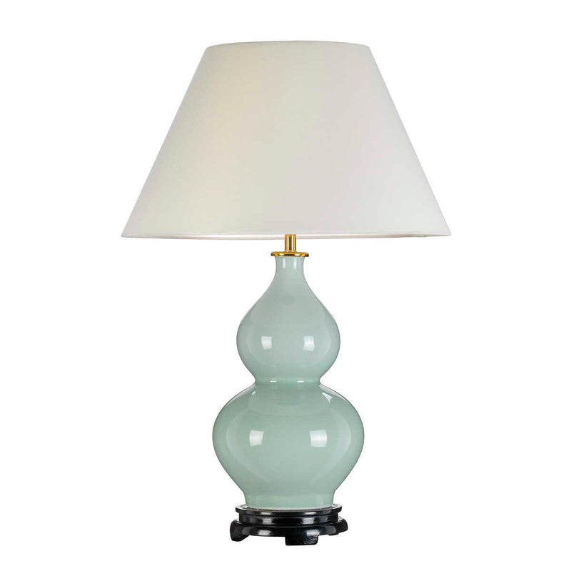 Harbin Gourd Celadon Ceramic Table Lamp - Off-White Shade  Elstead Lighting 3