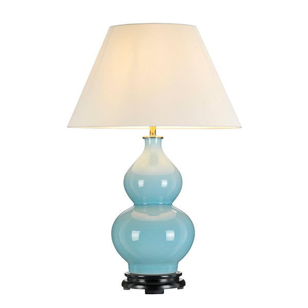 Harbin Duck Egg Blue Cermaic Table Lamp with white shade