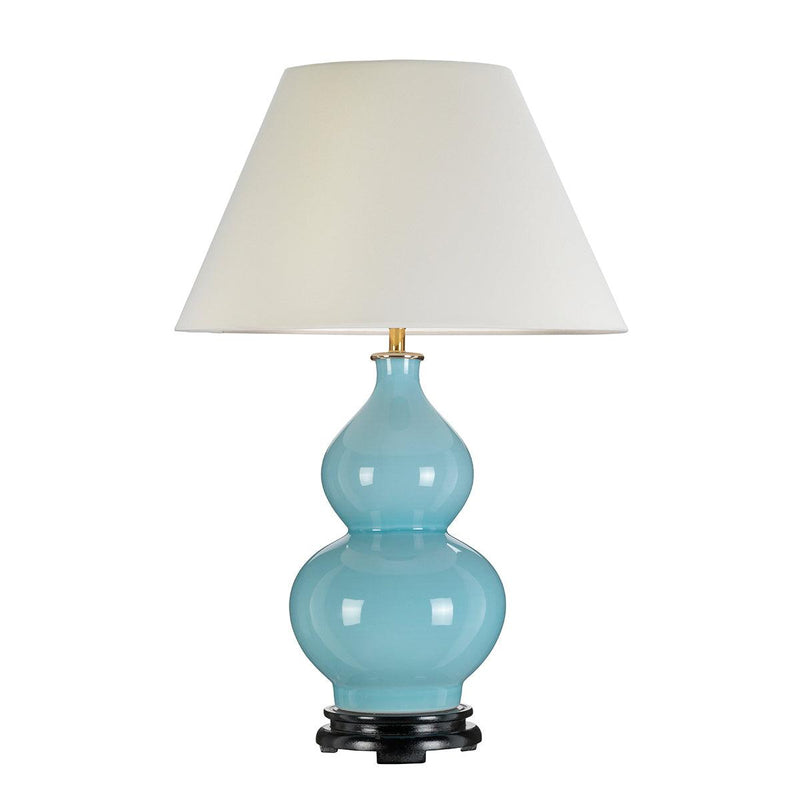Harbin Duck Egg Blue Cermaic Table Lamp with white shade unlit