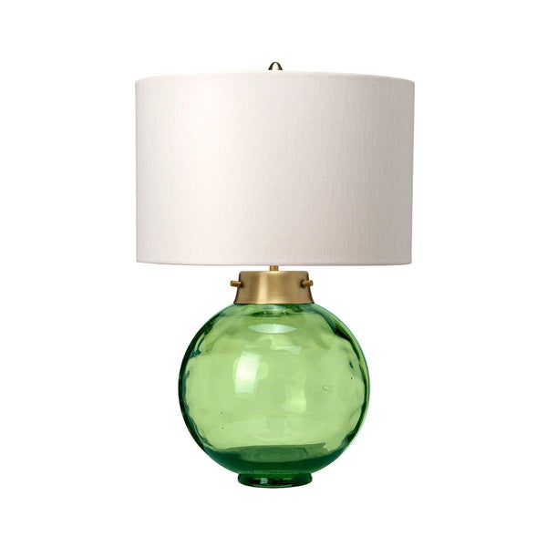 Kara Brass & Dark Green Glass Table Lamp Elstead Lighting 1