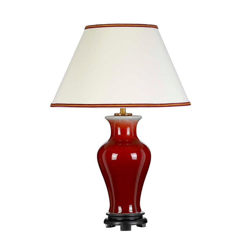 Majin 1 Light Oxblood Ceramic Table Lamp With Cream Shade  Elstead Lighting 3