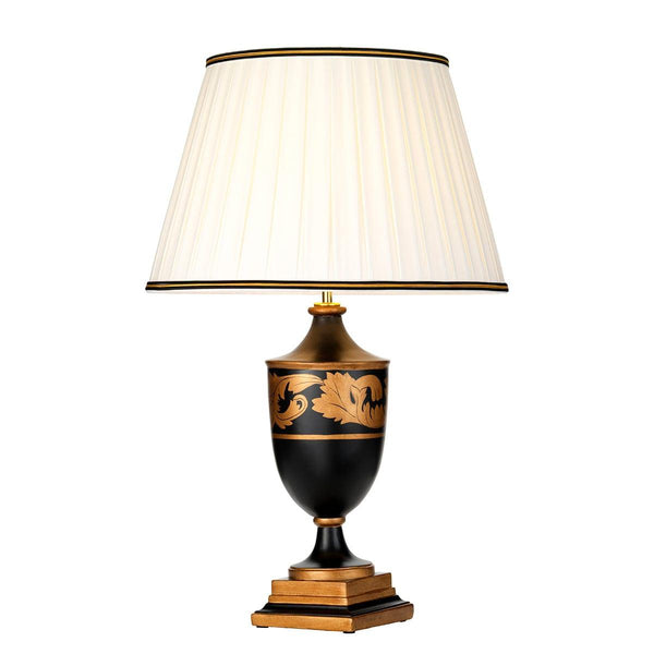 Narbonne 1 Light Black & Gold Table Lamp With Ivory Shade  Elstead Lighting 1