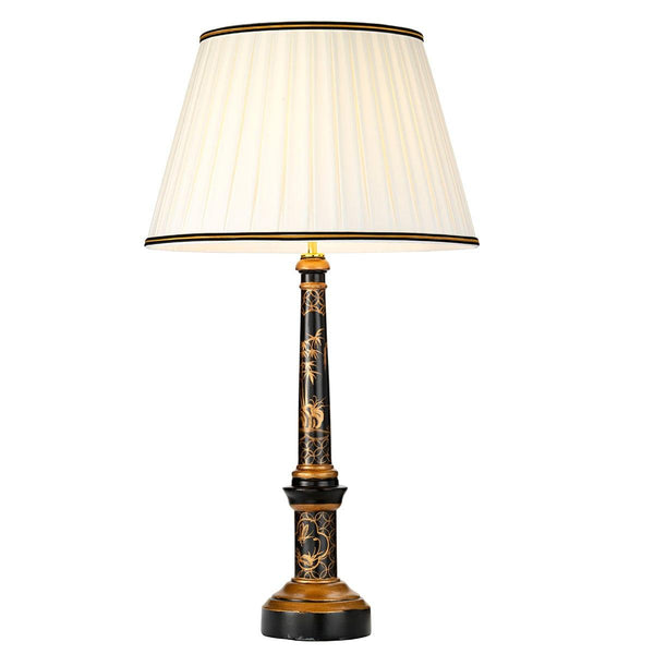 Strasbourg 1 Light Black & Gold Table Lamp With Ivory Shade  Elstead Lighting 1