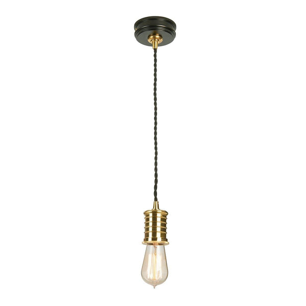 Elstead Douille 1 Light Black & Polished Brass Ceiling Pendant