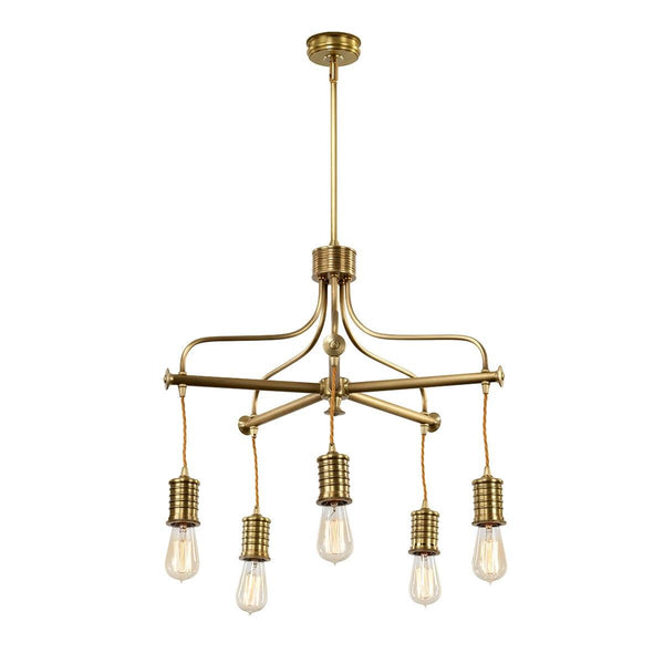 Douille 5 Light Aged Brass Chandelier - Elstead Lighting-Elstead Lighting-1-Tiffany Lighting Direct