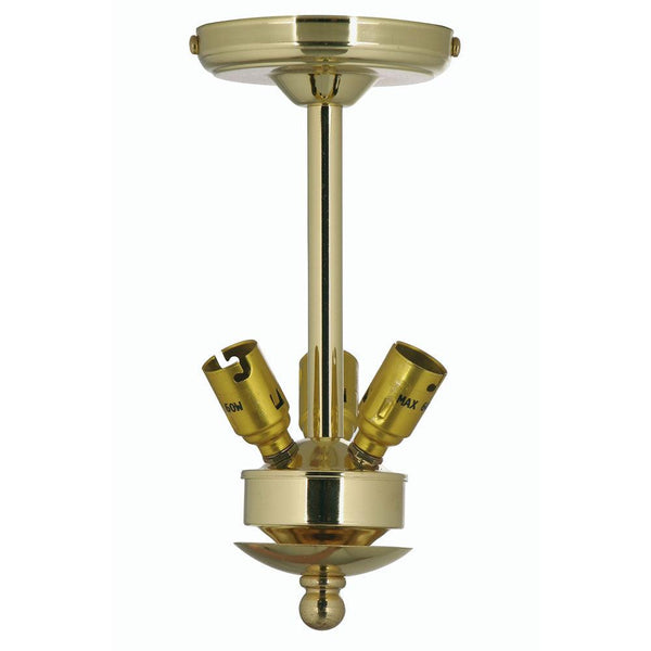 9 Inch Drop Suspension Polished Brass 3 Light Fitting Image 1