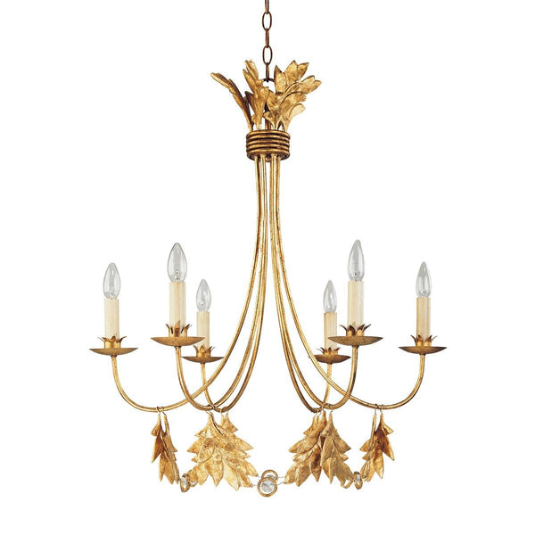 Flambeau Sweet Olive 6 Light Gold Chandelier Ceiling Light-Elstead Lighting-1-Tiffany Lighting Direct