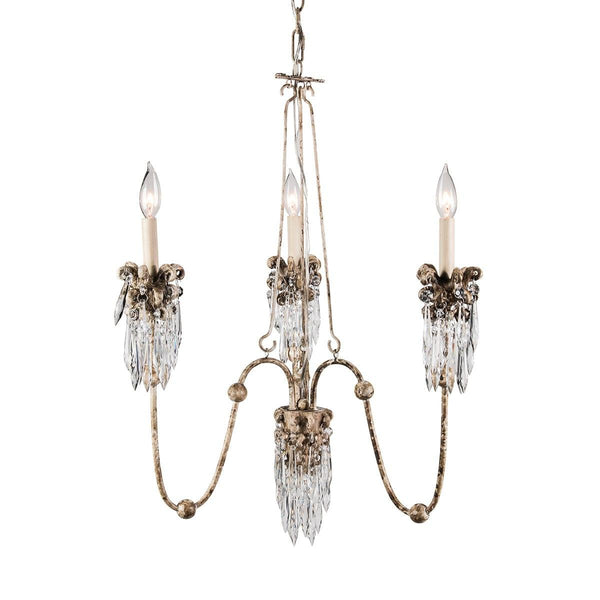 Flambeau Venetian 3 Light Chandelier - Beige Patina & Gold-Elstead Lighting-1-Tiffany Lighting Direct
