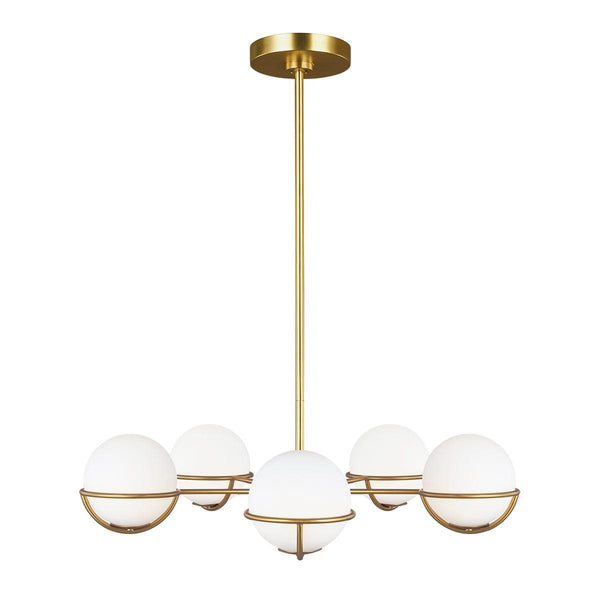 Feiss Apollo 5 Light Chandelier - Burnished Brass