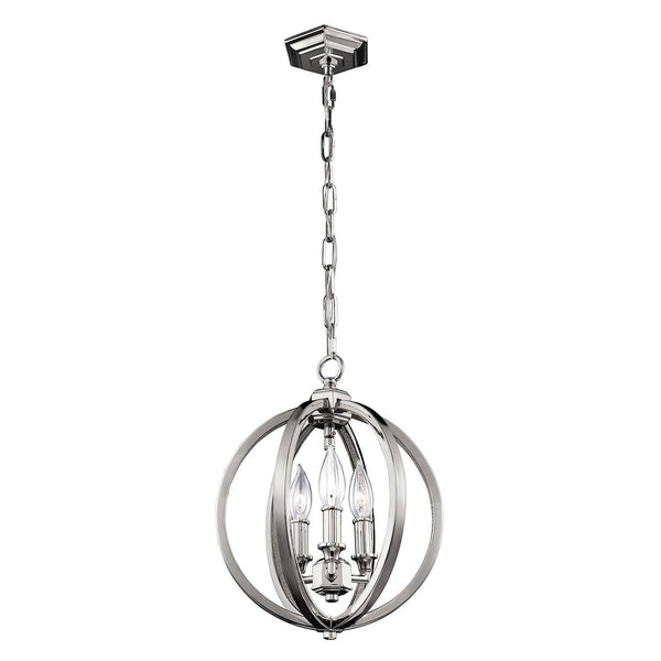 Feiss Corinne 3 Light Small Polished Nickel Ceiling Pendant