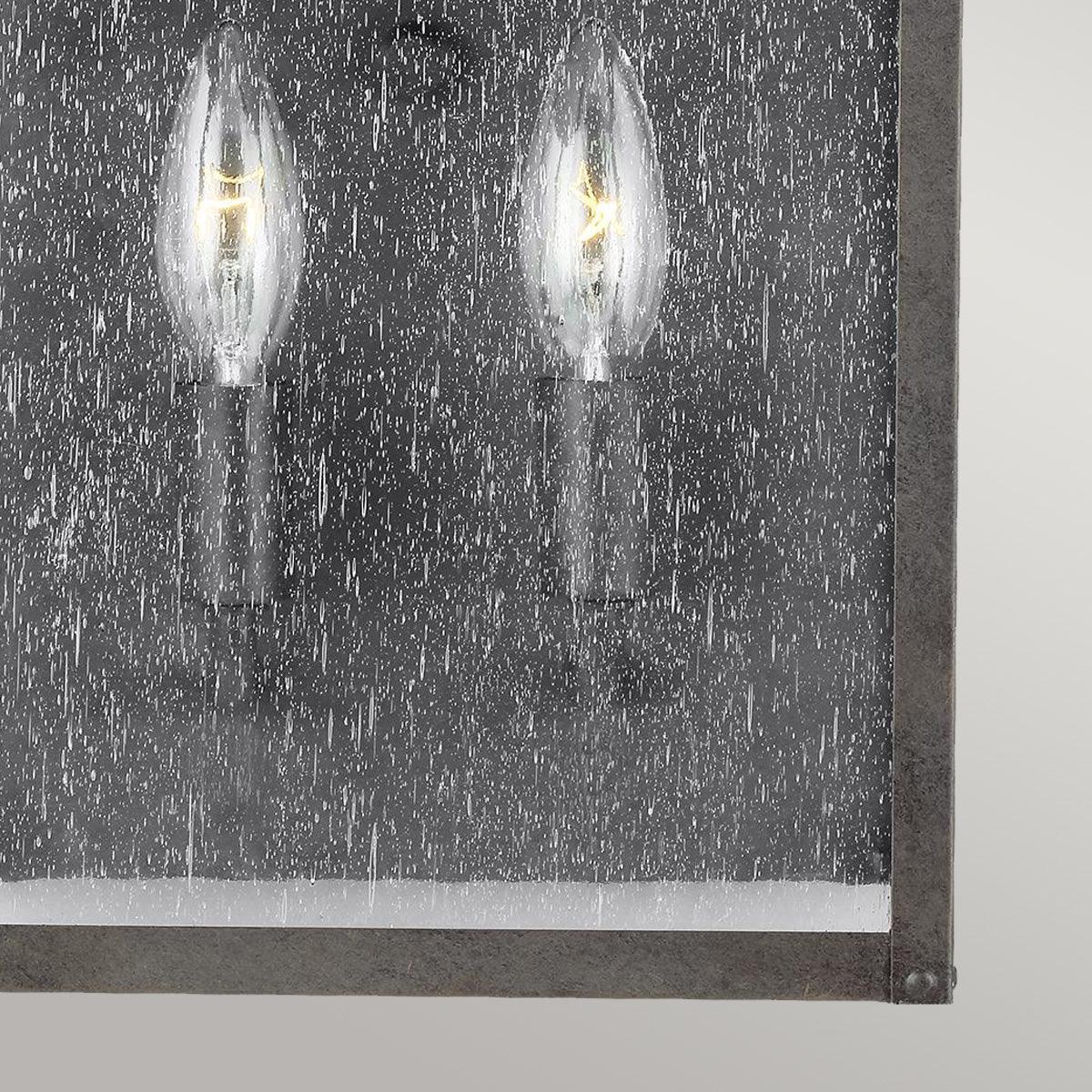 feiss galena 2 light black outdoor half lantern Detailed Close Up