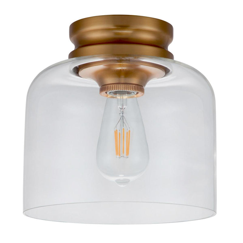 Feiss Hounslow 1 Light Brass Flush Light - Glass Shade Image 5