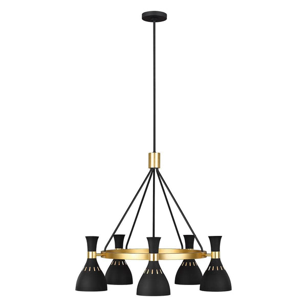 Feiss Joan 5 Light Black & Brass Chandelier Ceiling Light-Elstead Lighting-1-Tiffany Lighting Direct