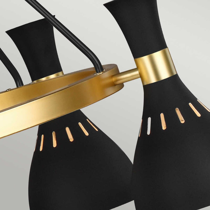 Feiss Joan 5 Light Black & Brass Chandelier Ceiling Light-Elstead Lighting-7-Tiffany Lighting Direct