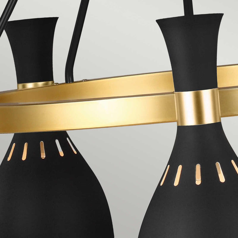 Feiss Joan 5 Light Black & Brass Chandelier Ceiling Light-Elstead Lighting-8-Tiffany Lighting Direct