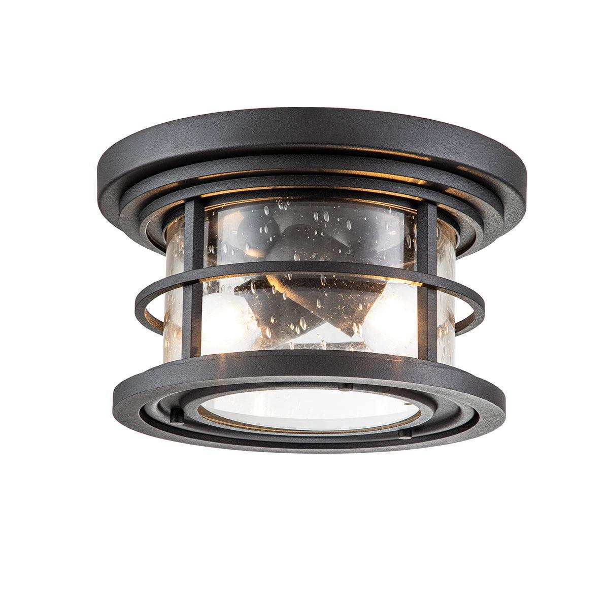feiss lighthouse 2 light black outdoor flush mount