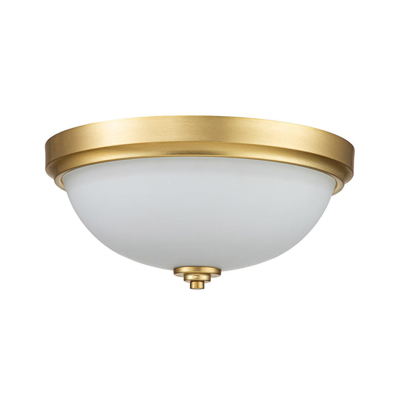 Feiss Malibu 2 Light Brushed Brass Bathroom Ceiling Flush