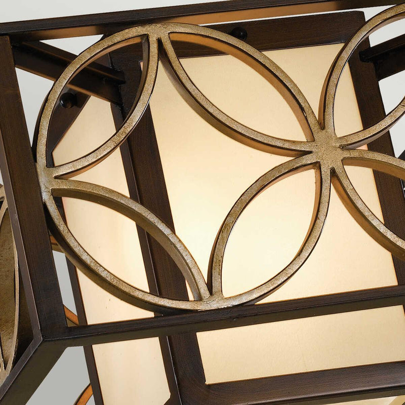Feiss Remy Bronze & Gold Art Deco Flush Ceiling Light Living room close up