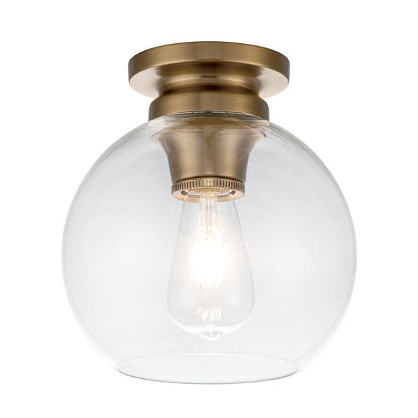 Feiss Tabby Brass Flush Light With Glass Shade Image 1