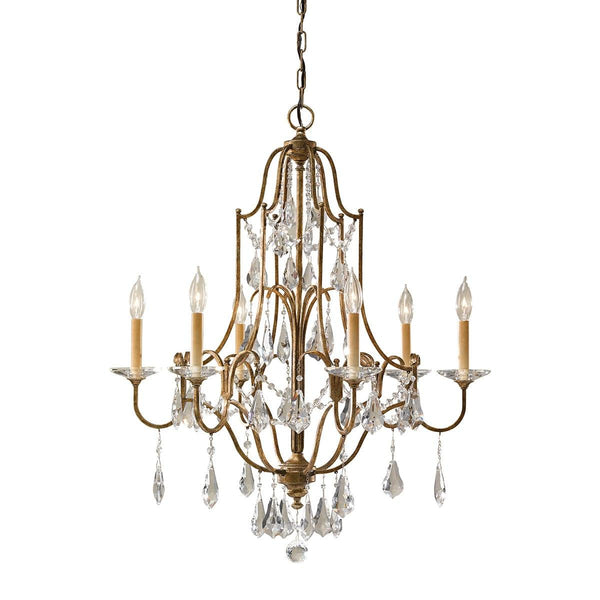 Feiss Valentina 6 Light Chandelier Ceiling Light- Bronze-Elstead Lighting-1-Tiffany Lighting Direct