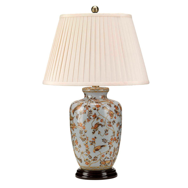 Elstead Gold Birds & Berries Ceramic Table Lamp unlit