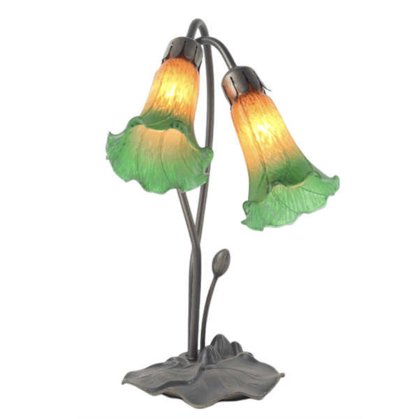 Green Double Lily Glass Table Lamp 1