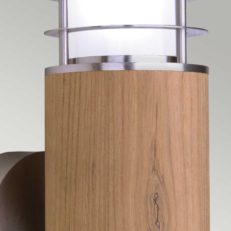 Elstead Poole Stainless Steel And Teak Outdoor Wall Light