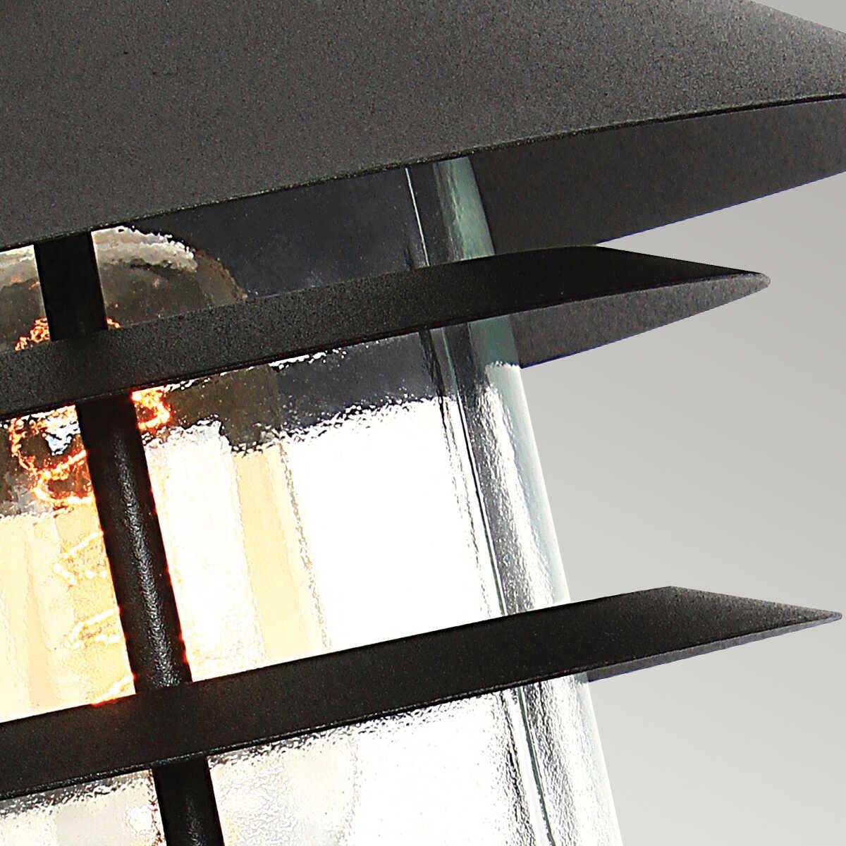 elstead helsingor black outdoor pedestal light Detailed Close Up