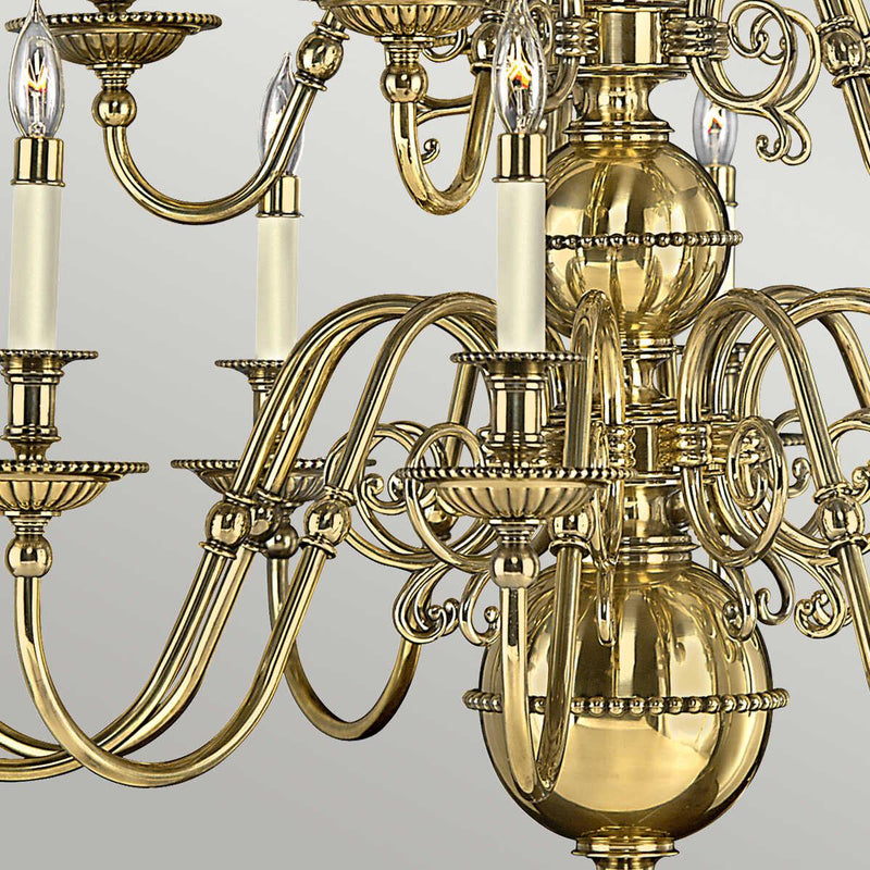 Hinkley Cambridge Solid Brass 15 Light Chandelier-Elstead Lighting-6-Tiffany Lighting Direct