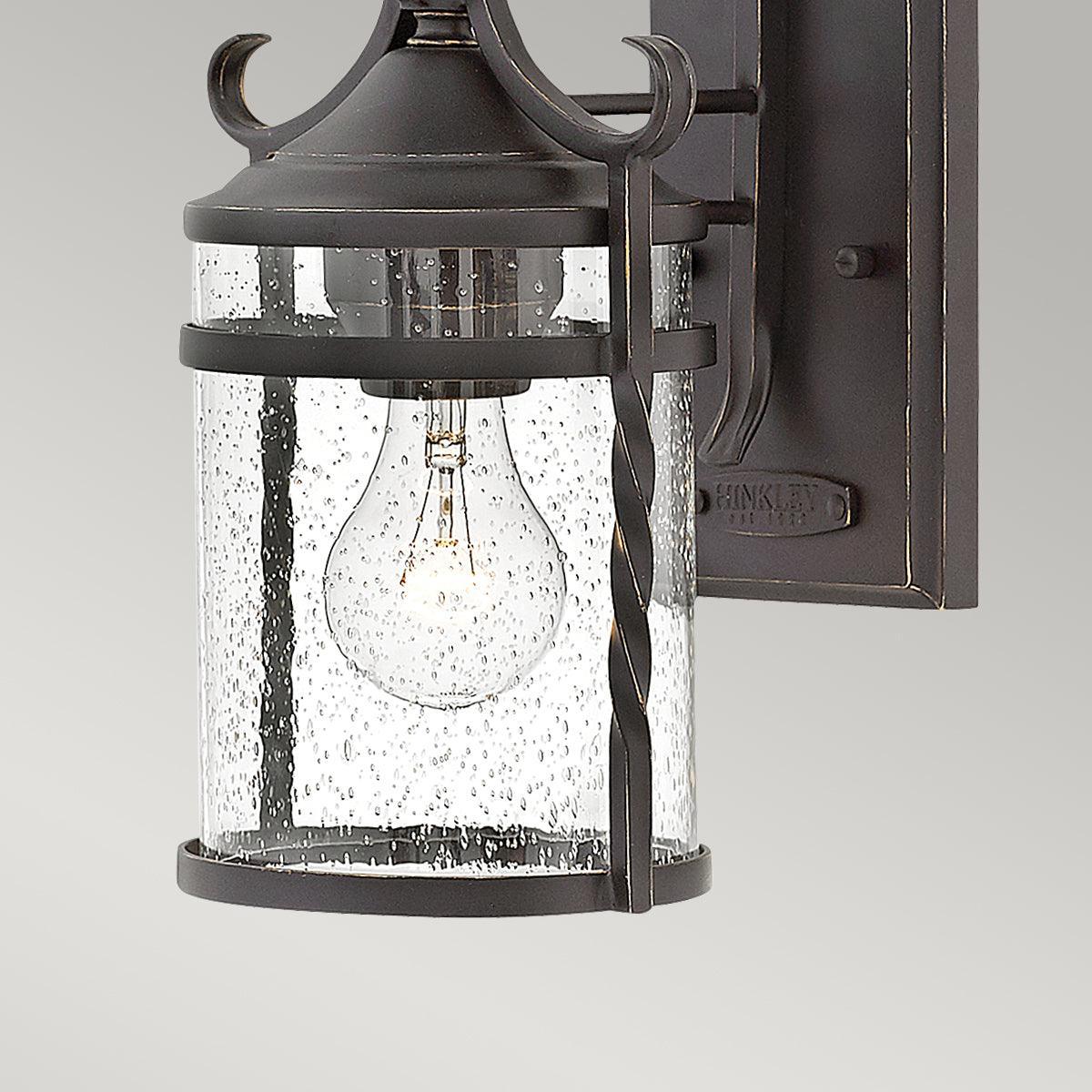 hinkley casa 1 light black outdoor wall lantern Living Room Close Up