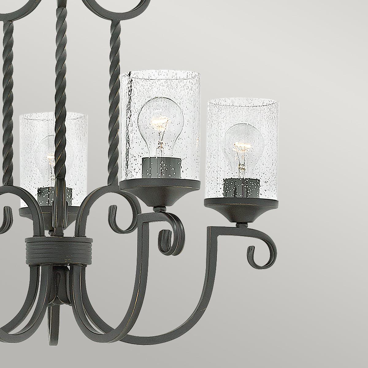 Hinkley Casa 5 Light Black Chandelier - Clear Glass Shades-Elstead Lighting-3-Tiffany Lighting Direct