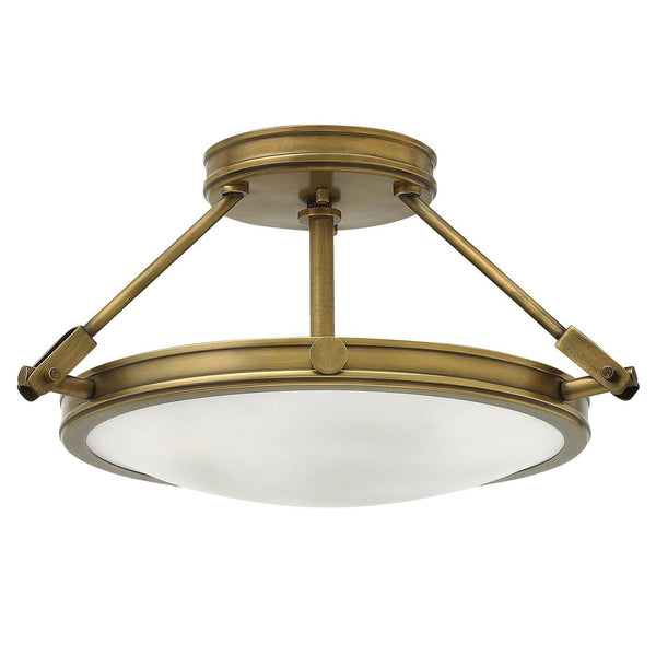 Hinkley Collier 3 Light Semi-Flush Brass Ceiling Light Image 1
