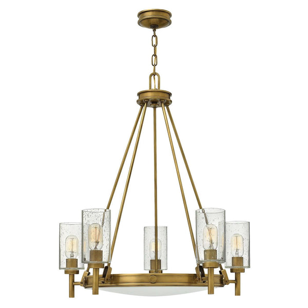 Hinkley Collier 5 Light Brass Chandelier Ceiling Light-Elstead Lighting-1-Tiffany Lighting Direct