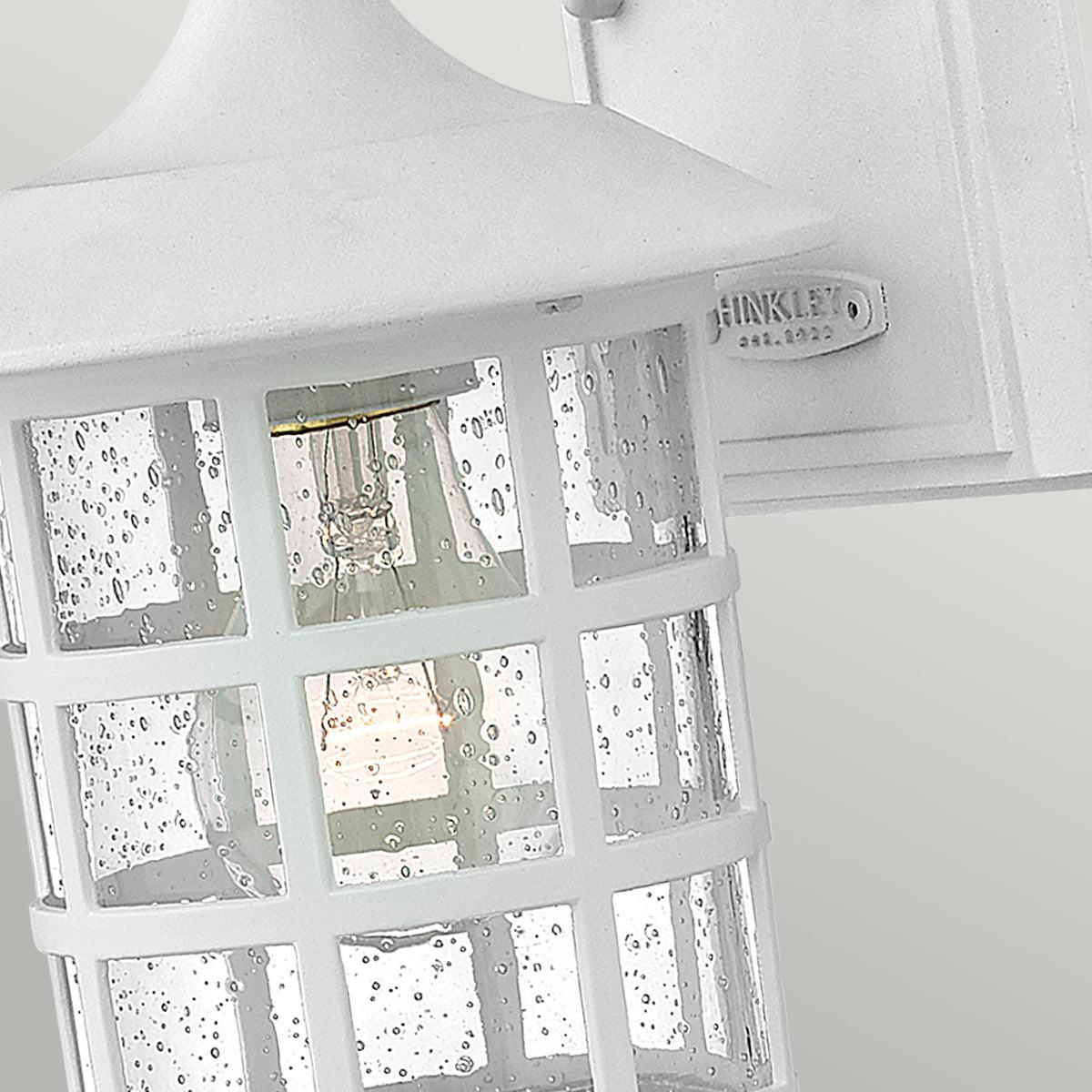 hinkley freeport 1lt small white outdoor wall lantern Detailed Close Up