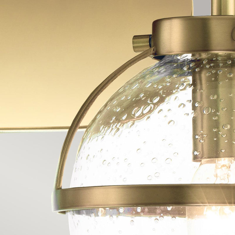 Hinkley Hollis 2 Light Brass Seeded Glass Bathroom Wall Light Close Up Image