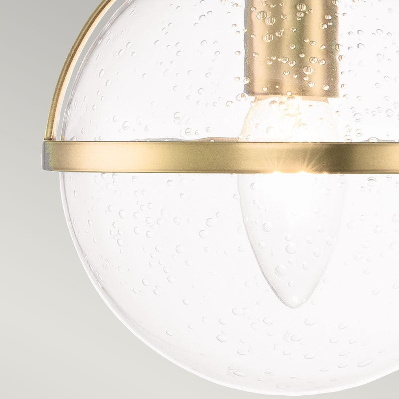 Hinkley Hollis 3 Light Brass Seeded Glass Bathroom Wall Light Close Up Image