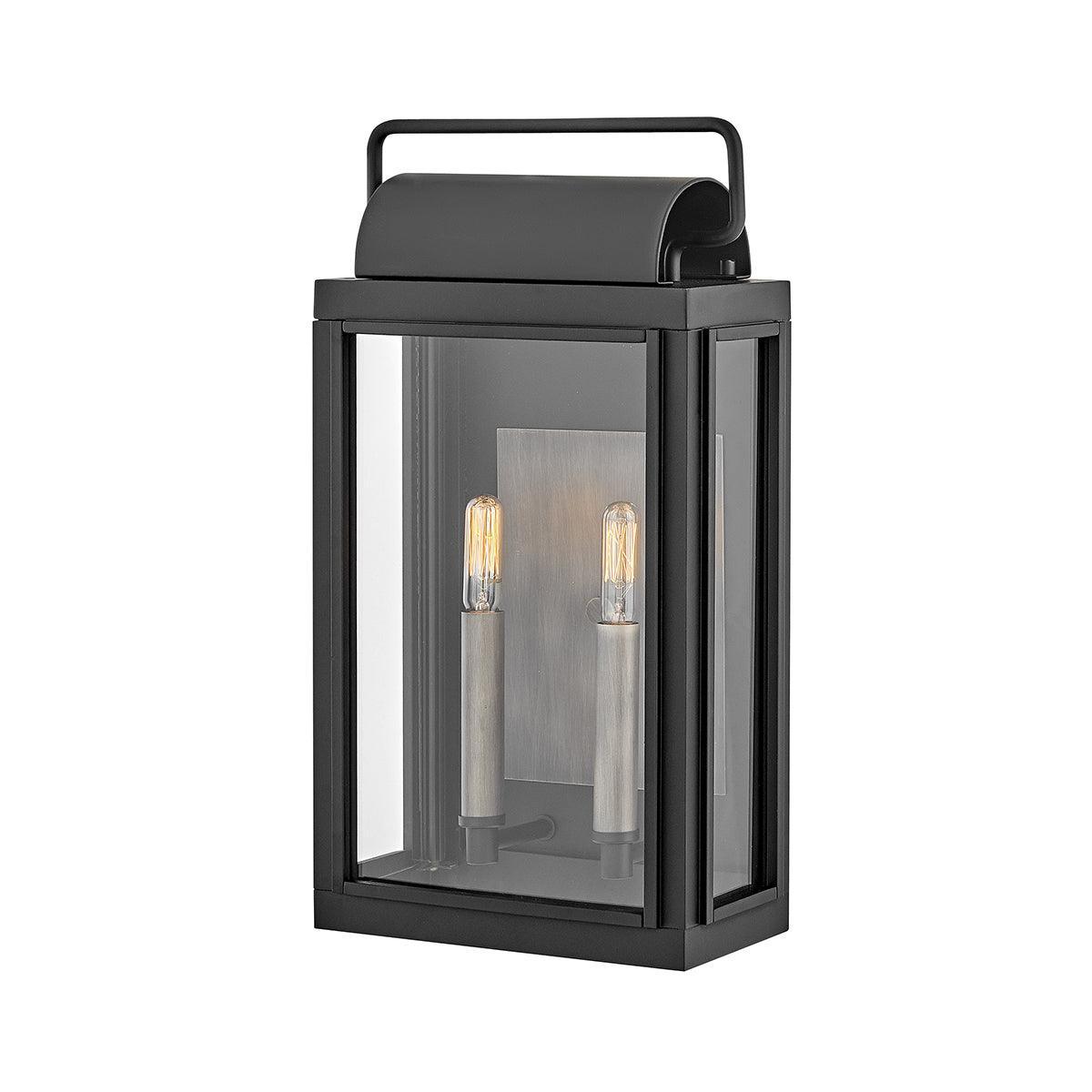 hinkley sag harbor 2 light medium black outdoor wall lantern