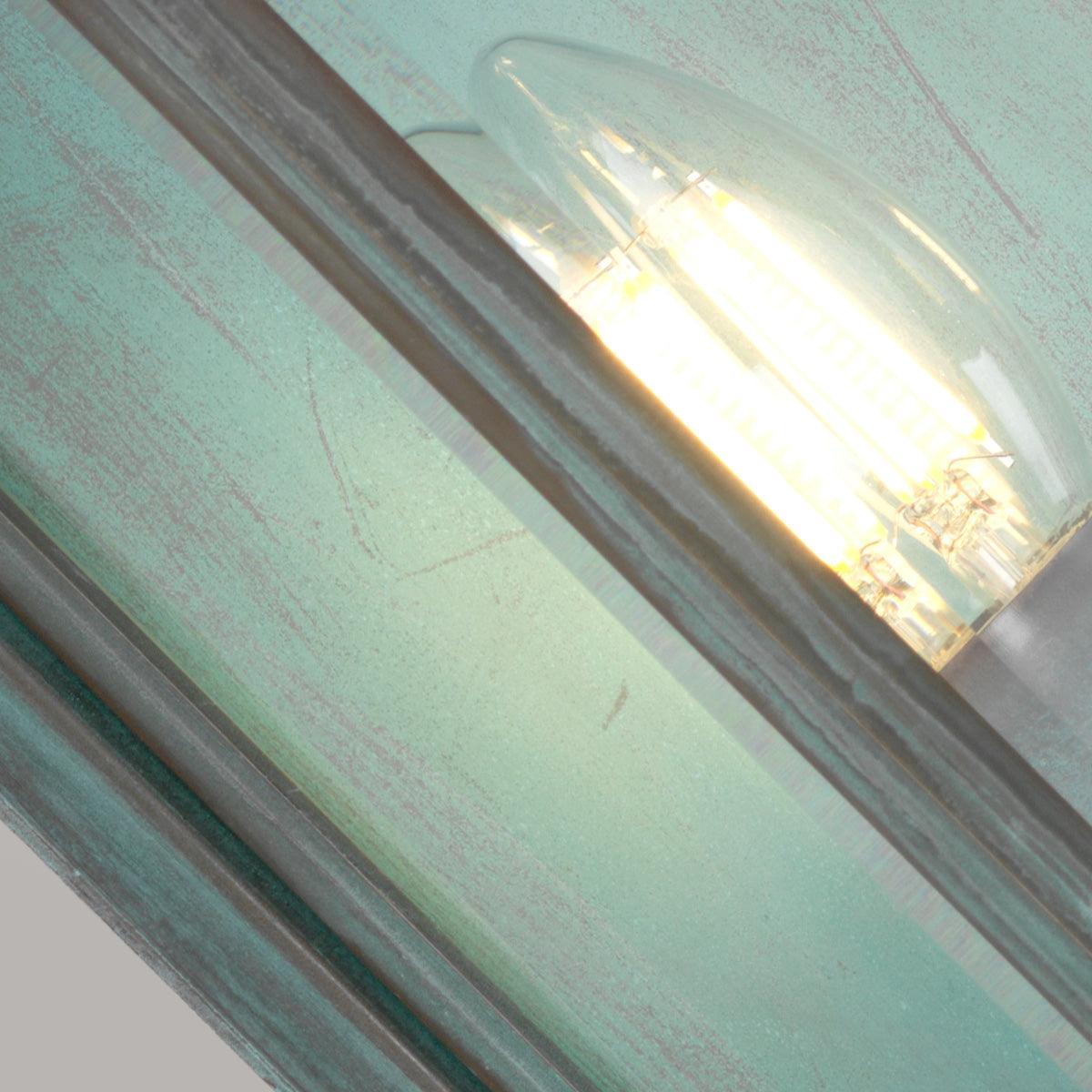 elstead holborn 2 light medium verdigris outdoor half lantern Detailed Close Up