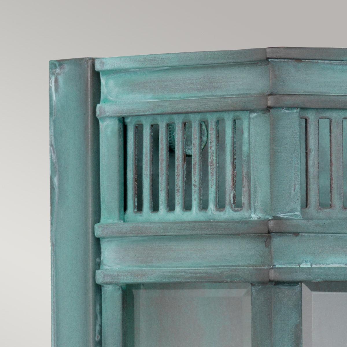elstead holborn 1 light small verdigris outdoor half lantern Close Up