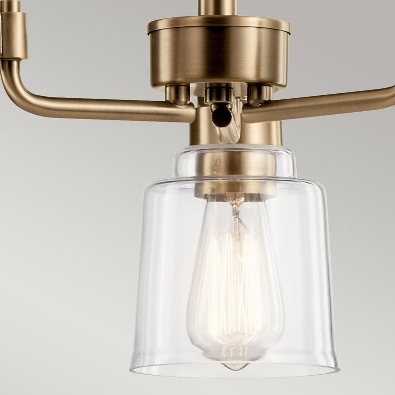 Kichler Avian 3 Light Brass Chandelier - Clear Glass Shades
